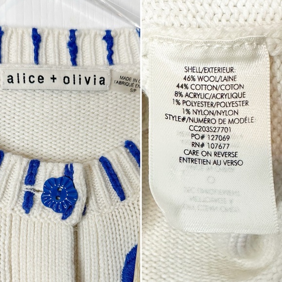 Alice + Olivia Brigid Embroidered Cropped Cardigan Size Small - Picture 8 of 13
